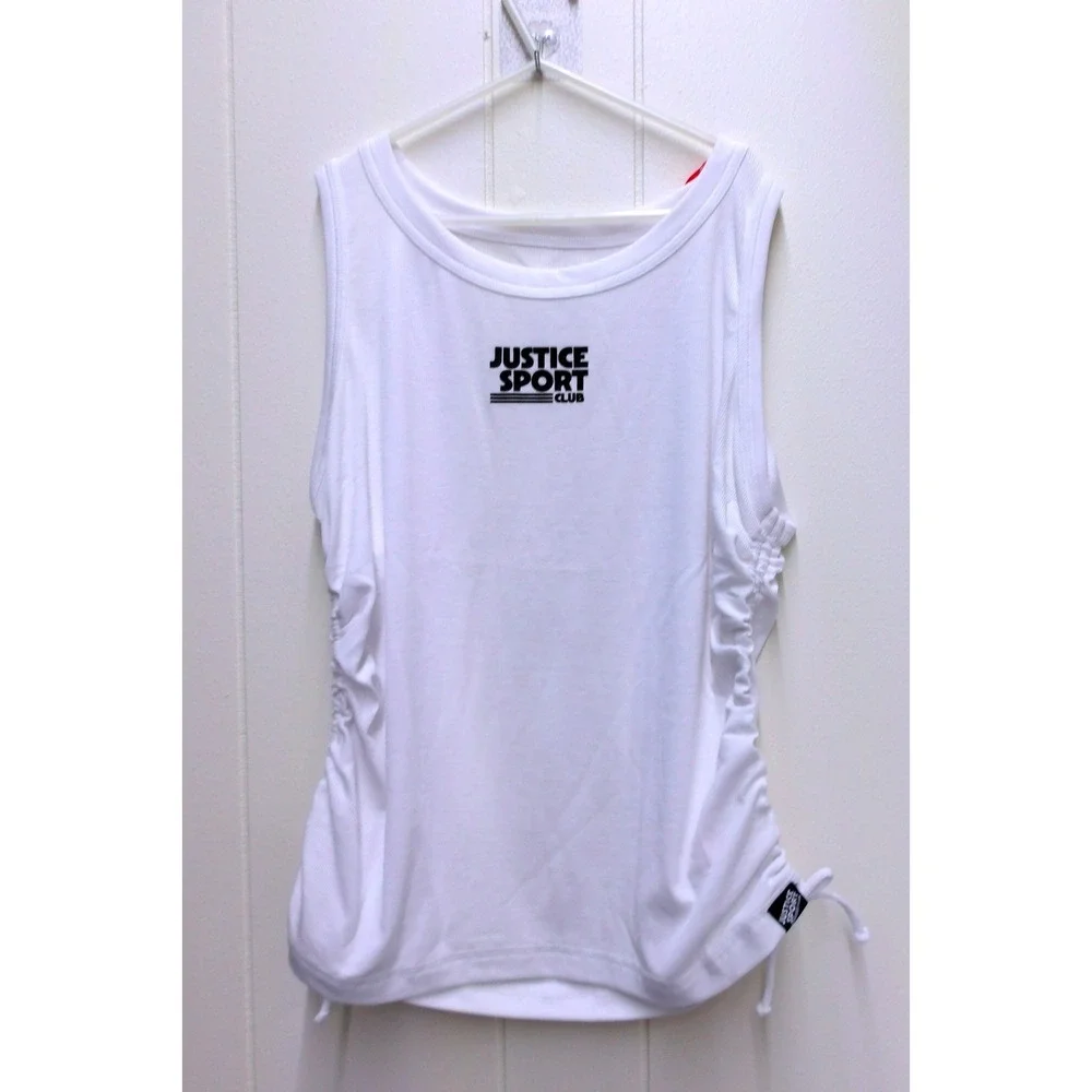 Justice‎ Sport Club Girls White Side Cinch Tank Top XL Plus NWT /#26588